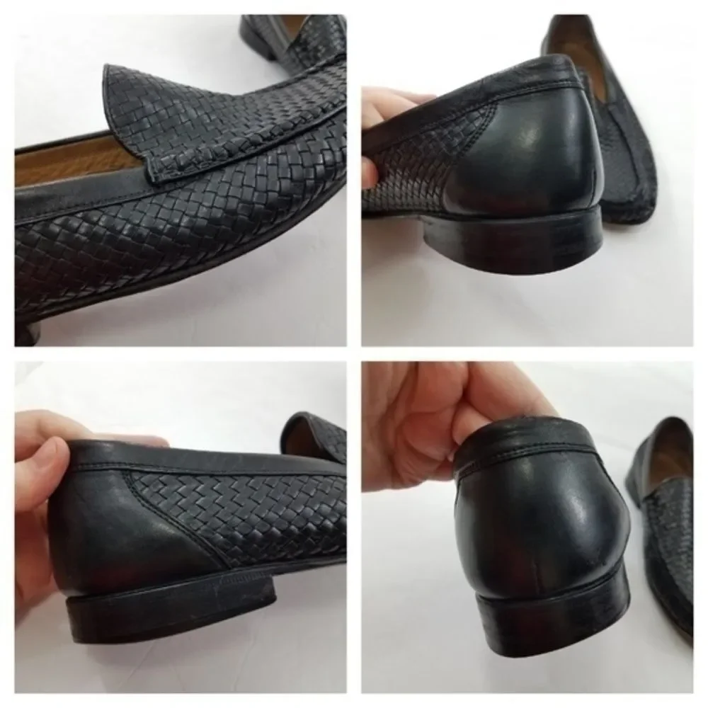 Allen Edmonds Roma Size 11 B Black Weave Mens Slip on Loafers Italy Dress